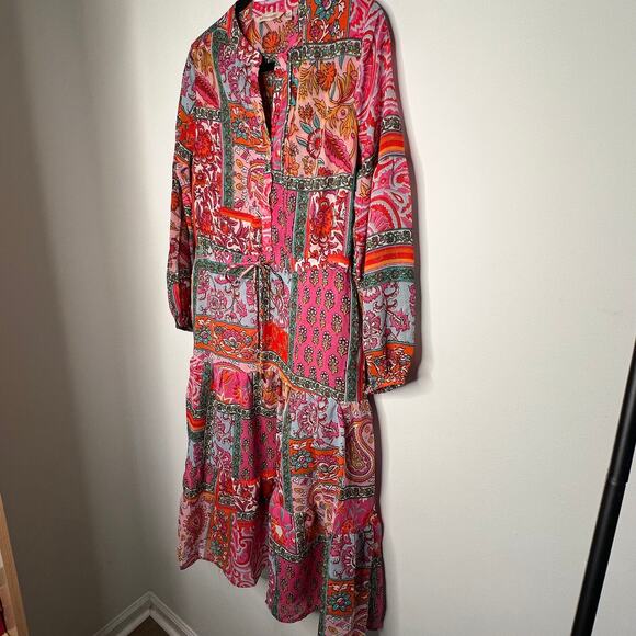 Soft Surroundings Pink Patchwork Drea Midi Dress Size Petite Small - Picture 7 of 9